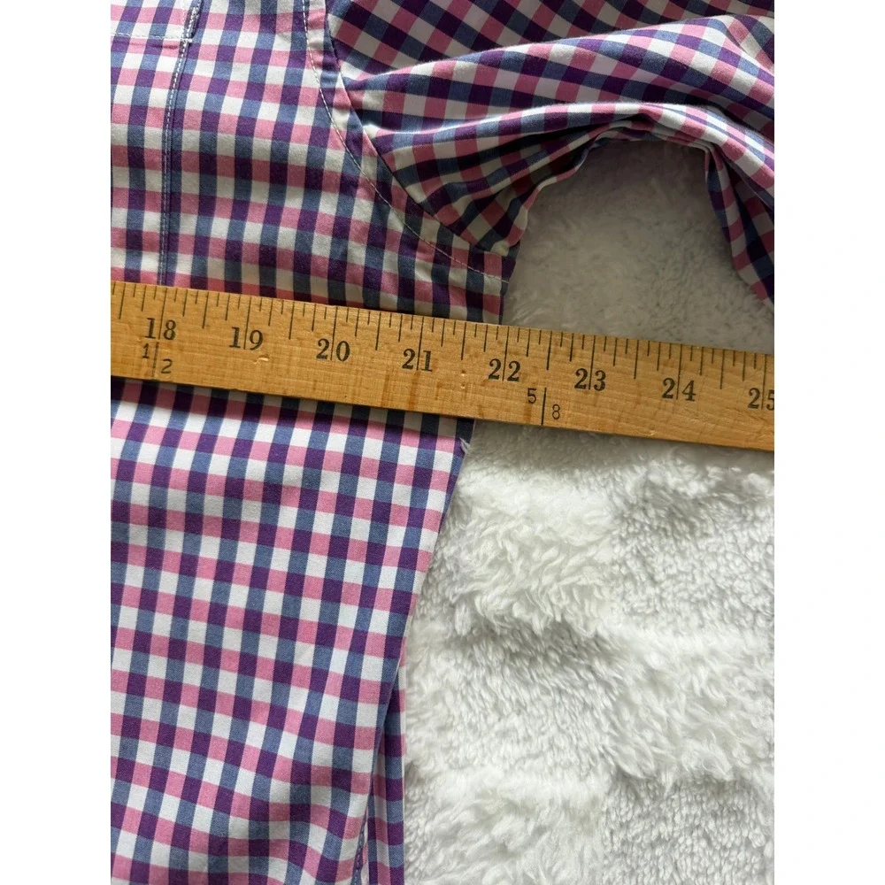 Banana Republic Grant Fit Custom 078 Wash Shirt Men Pink/Navy Gingham Sz L - EUC